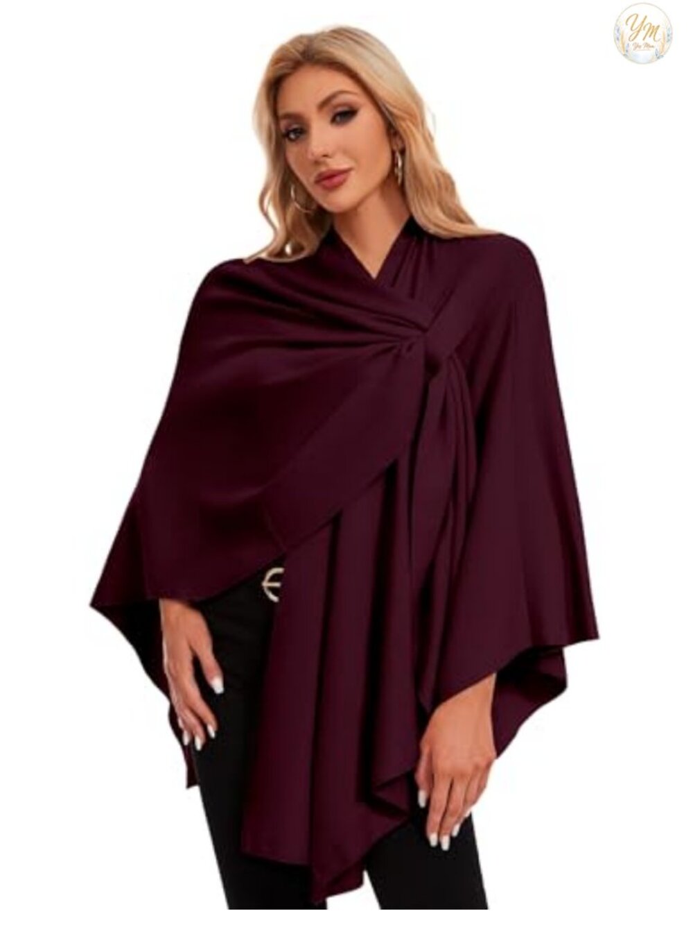 PULI Women's Cross Front Shawl Wrap Knit Poncho Cape Warm Travel Wrap